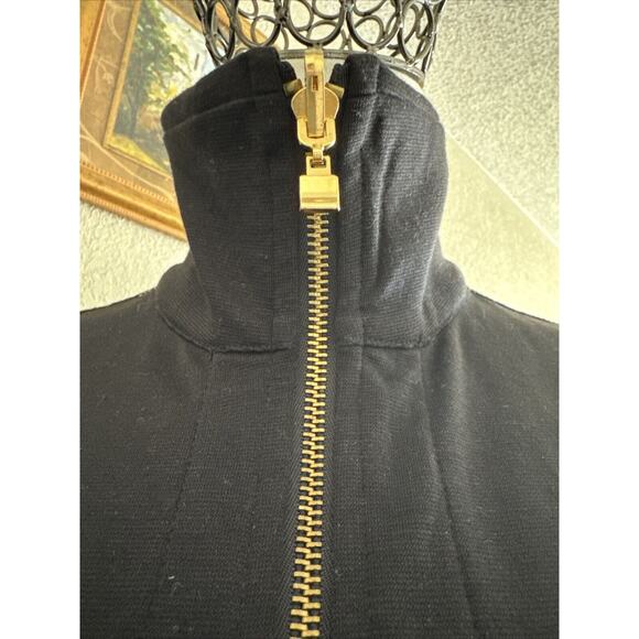 Quilted Puffer Vest Women’s Sz L Striped Black Gold Mock Neck Reversible - Picture 7 of 14